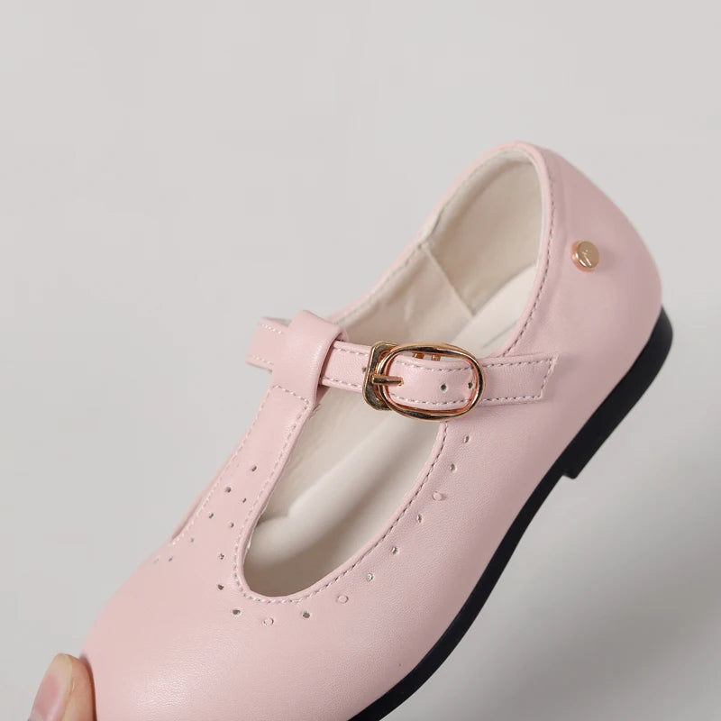 Spring Kids Princess Shoes Children T Bar Shoes Baby Girls Fashion Shos Toddler Ballet Flats Sweet Leather Shoes Mary Jane New
