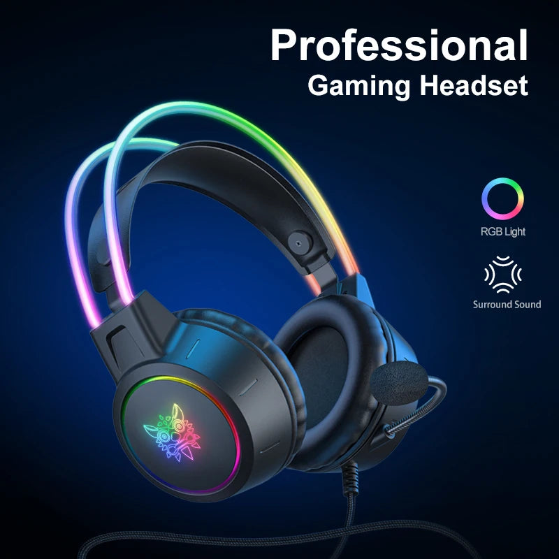 ONIKUMA X15 Pro RGB Head Beam Gaming Headphones with Mic 3.5mm Durable Stereo Surround RGB Headset Gamer for Game for PS5 Switch