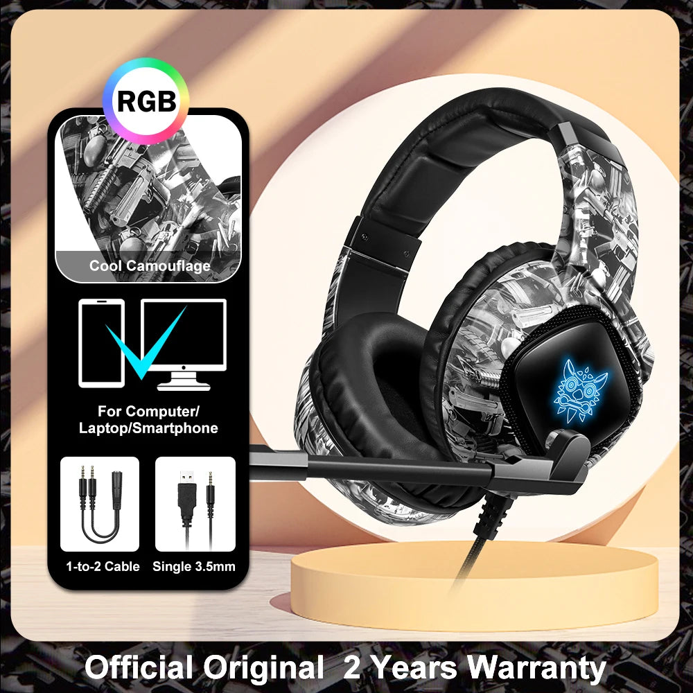 ONIKUMA X15 Pro RGB Head Beam Gaming Headphones with Mic 3.5mm Durable Stereo Surround RGB Headset Gamer for Game for PS5 Switch