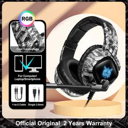 ONIKUMA X15 Pro RGB Head Beam Gaming Headphones with Mic 3.5mm Durable Stereo Surround RGB Headset Gamer for Game for PS5 Switch