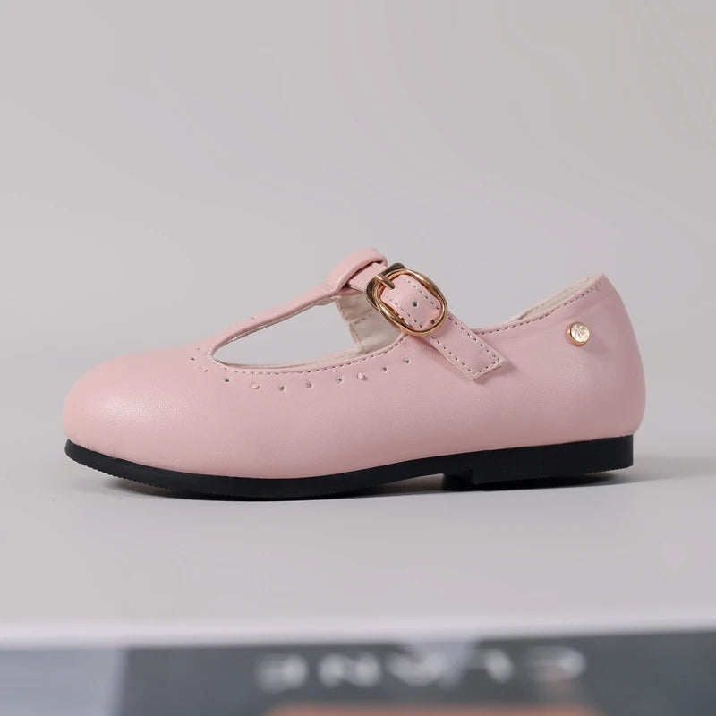 Spring Kids Princess Shoes Children T Bar Shoes Baby Girls Fashion Shos Toddler Ballet Flats Sweet Leather Shoes Mary Jane New
