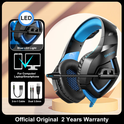 ONIKUMA X15 Pro RGB Head Beam Gaming Headphones with Mic 3.5mm Durable Stereo Surround RGB Headset Gamer for Game for PS5 Switch