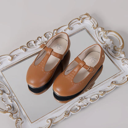 Spring Kids Princess Shoes Children T Bar Shoes Baby Girls Fashion Shos Toddler Ballet Flats Sweet Leather Shoes Mary Jane New